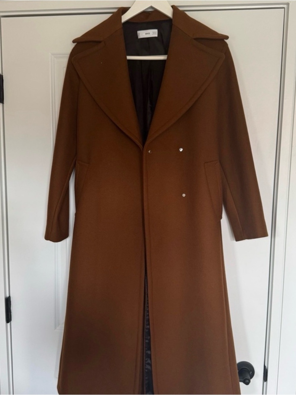 Mango Women's Long Coat in Rich Brown